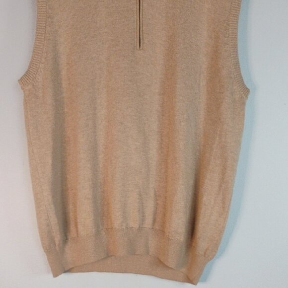 Johnston & Murphy Tan Zip-Up Quarter Zip Sleeveless Sweater  Size L - Picture 9 of 10